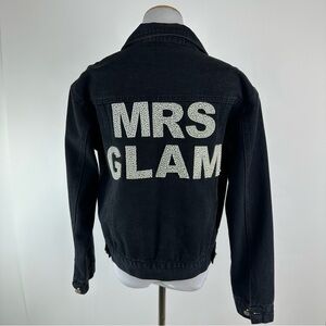 Heirloom Bridal Mrs. Glam Pearl Embellished Denim Jacket Size Medium